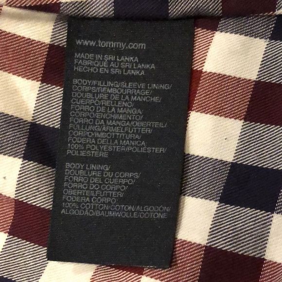 TOMMY HILFIGER Navy Quilted Jacket with Brown Corduroy Collar & Cuffs Sz XL - Picture 10 of 12